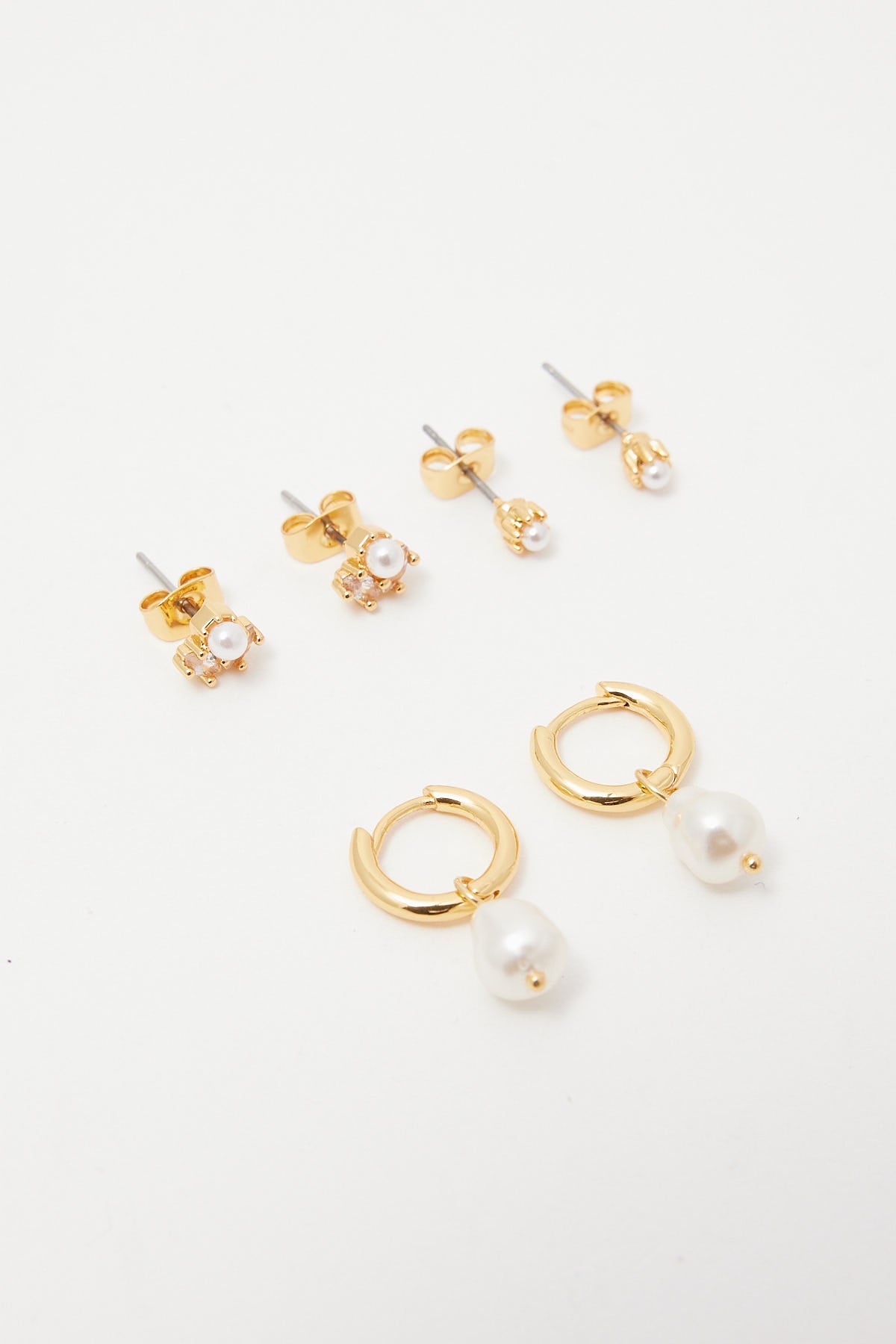 Perfect Stranger Pearl 6 Piece Plated Stud Pack 18K Gold Plated