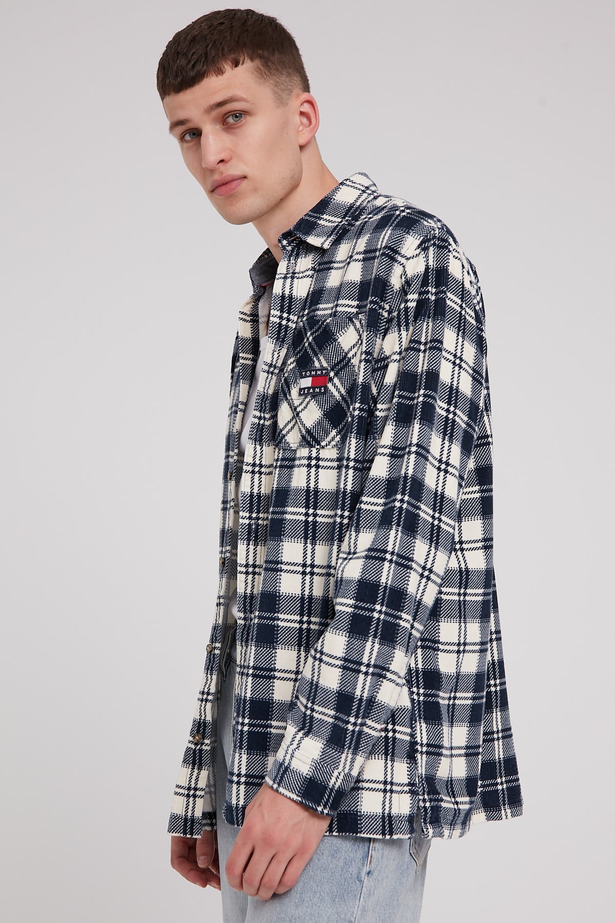 Tommy Jeans TJM Checked Cord Shirt Ancient White Check