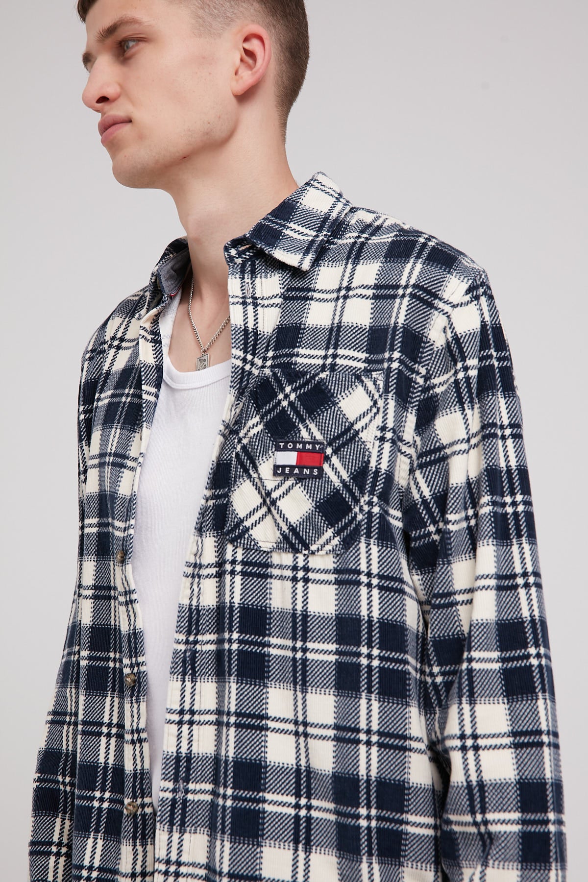 Tommy Jeans TJM Checked Cord Shirt Ancient White Check