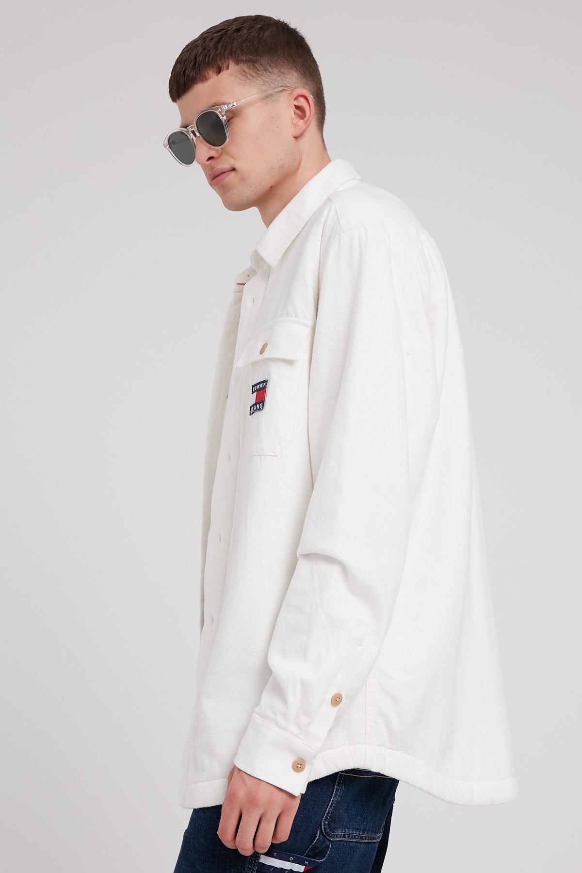 Tommy Jeans TJM Sherpa Lined Overshirt Ancient White
