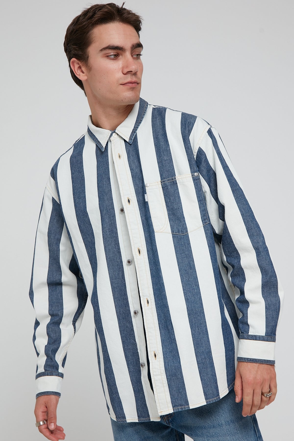 Levi's Silvertab Oversize Shirt Blue Stripe