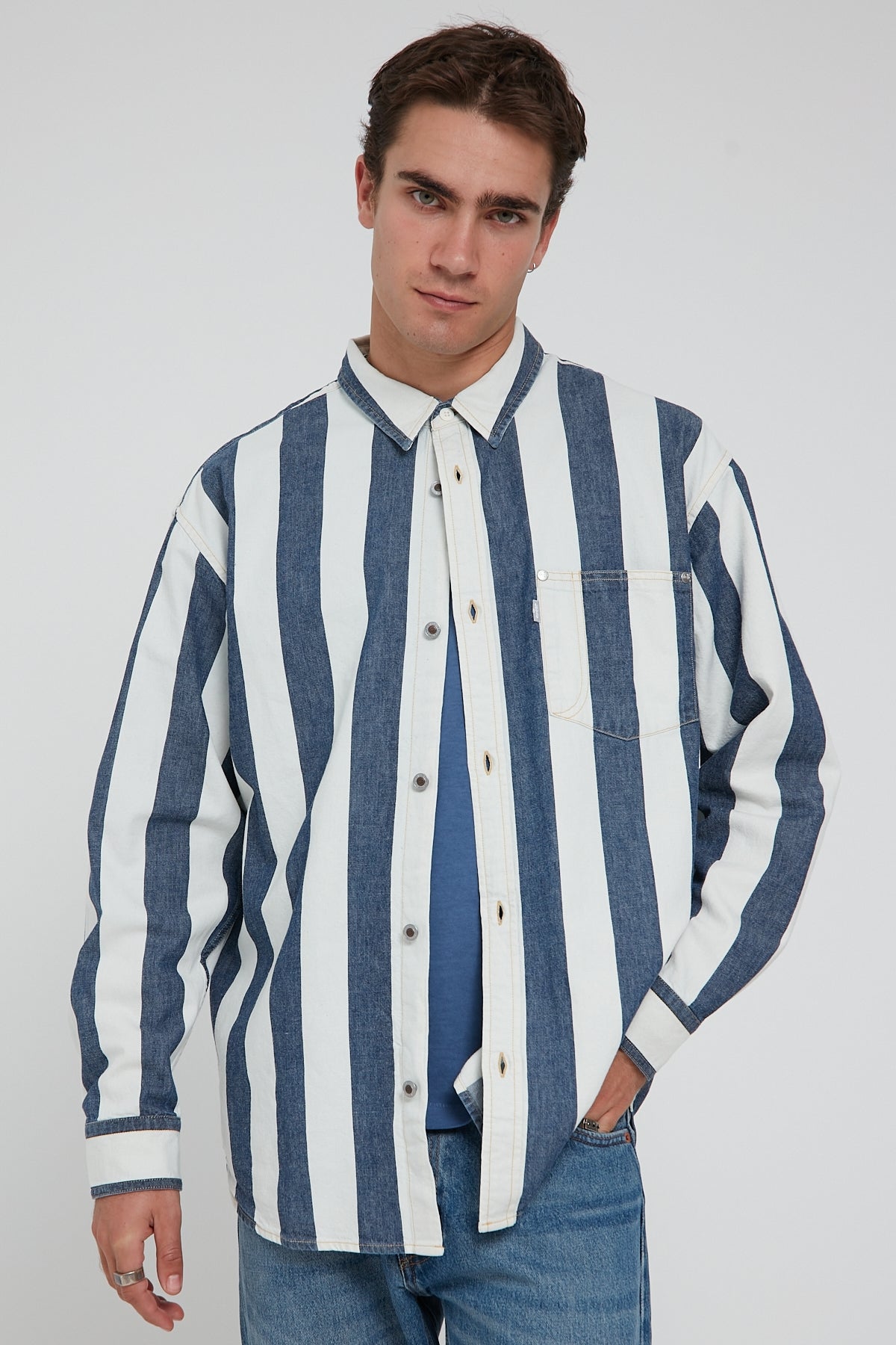 Levi's Silvertab Oversize Shirt Blue Stripe