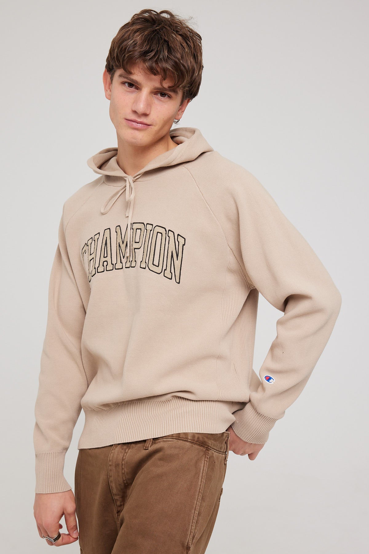 Champion LFS Knitted Hoodie Cafe Latte