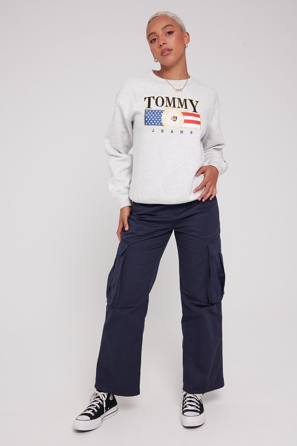 Tommy Jeans Relaxed Luxe Crew Silver Grey Heather