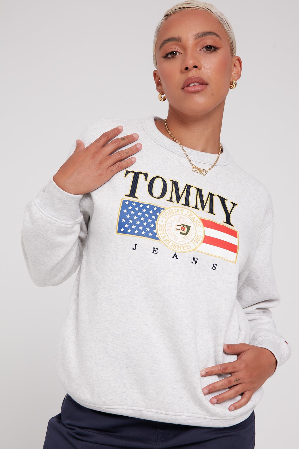 Tommy Jeans Relaxed Luxe Crew Silver Grey Heather