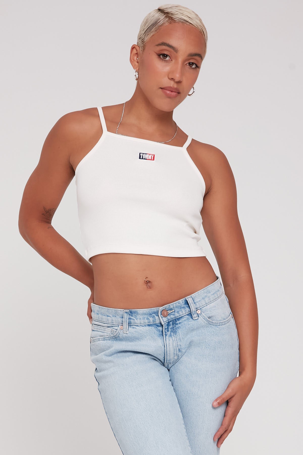 Tommy Jeans Baby Crop Timeless Rib Singlet Ancient White