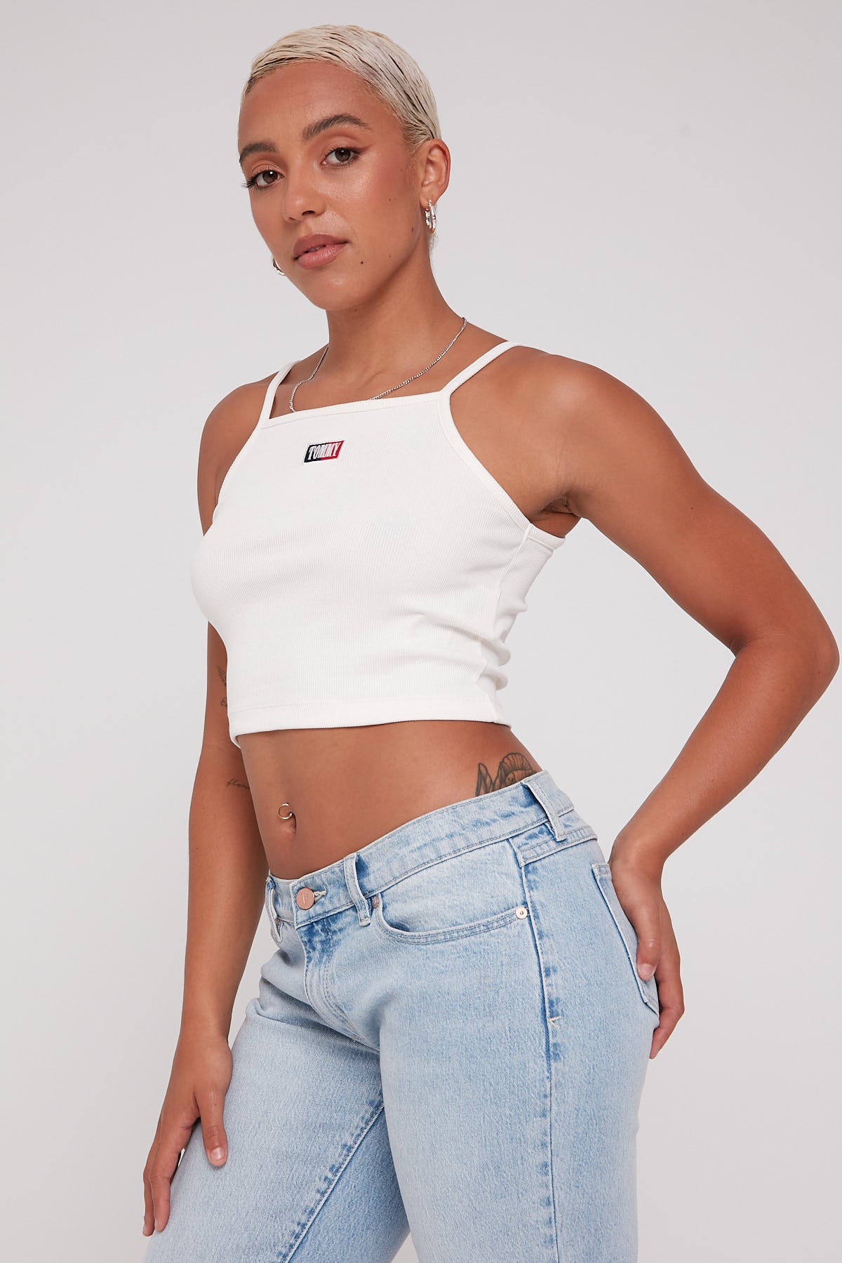 Tommy Jeans Baby Crop Timeless Rib Singlet Ancient White