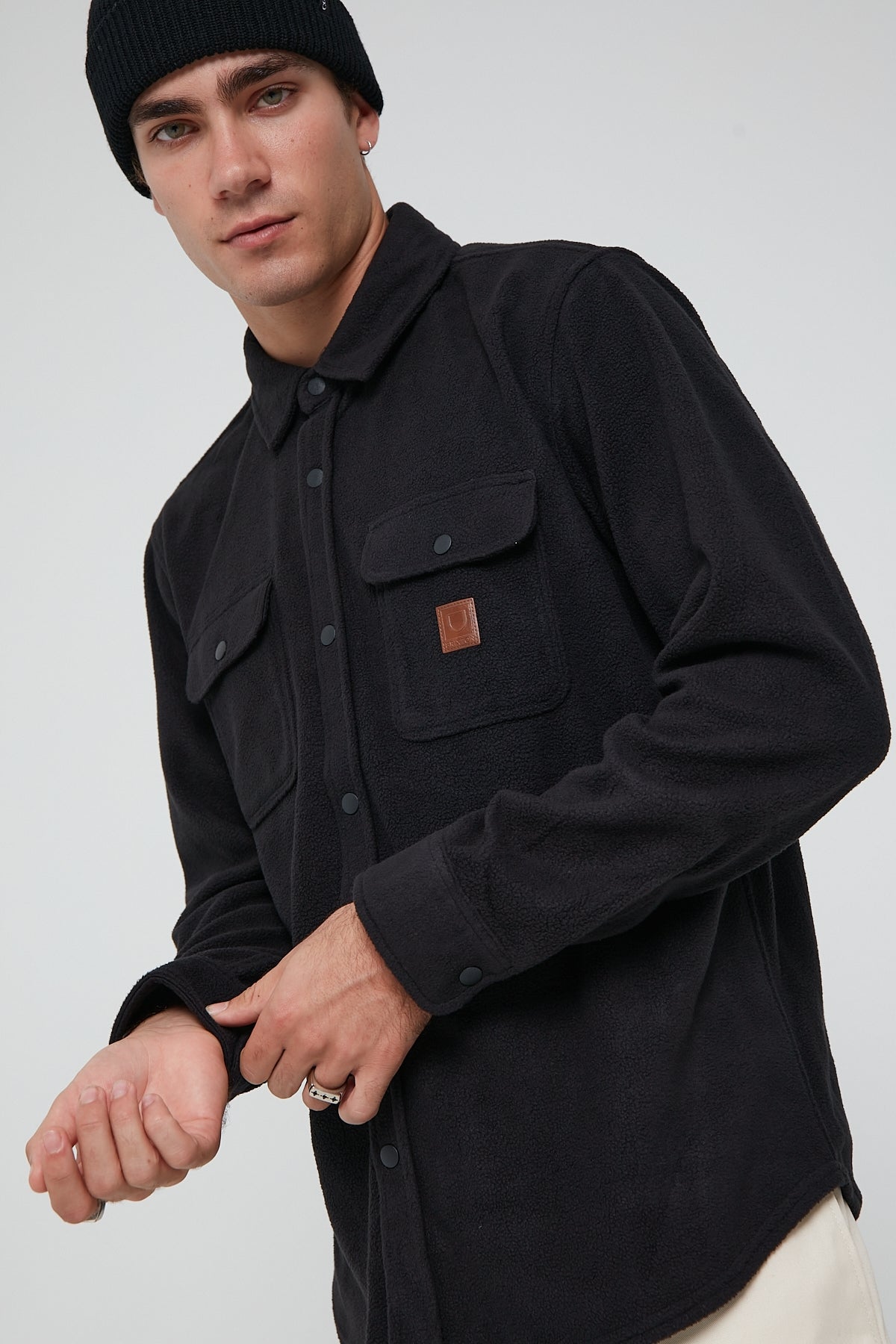 Brixton Bowery Fleece Overshirt Black
