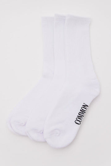Common Need Basic Crew Socks 3 Pack White