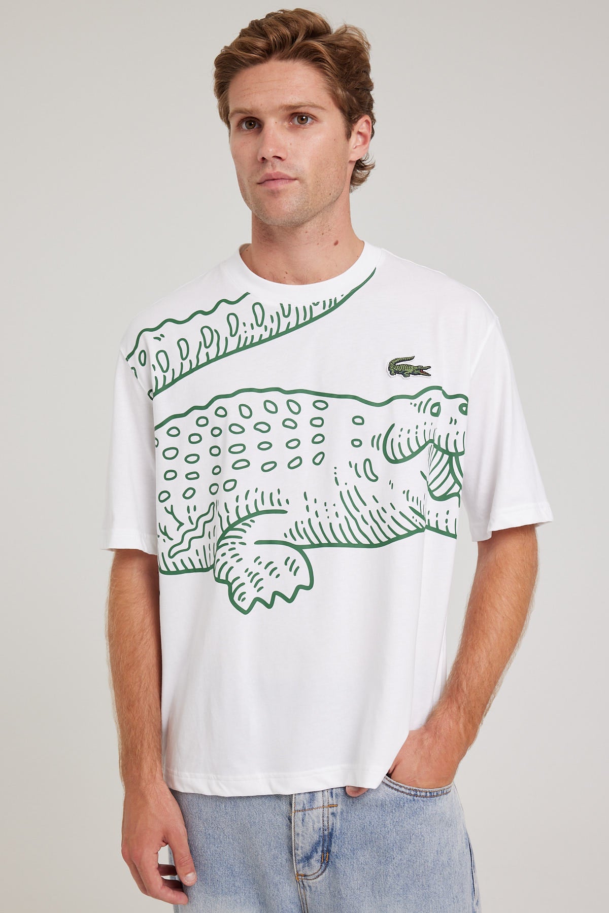 Lacoste Big Croc Loose Fit Tee White