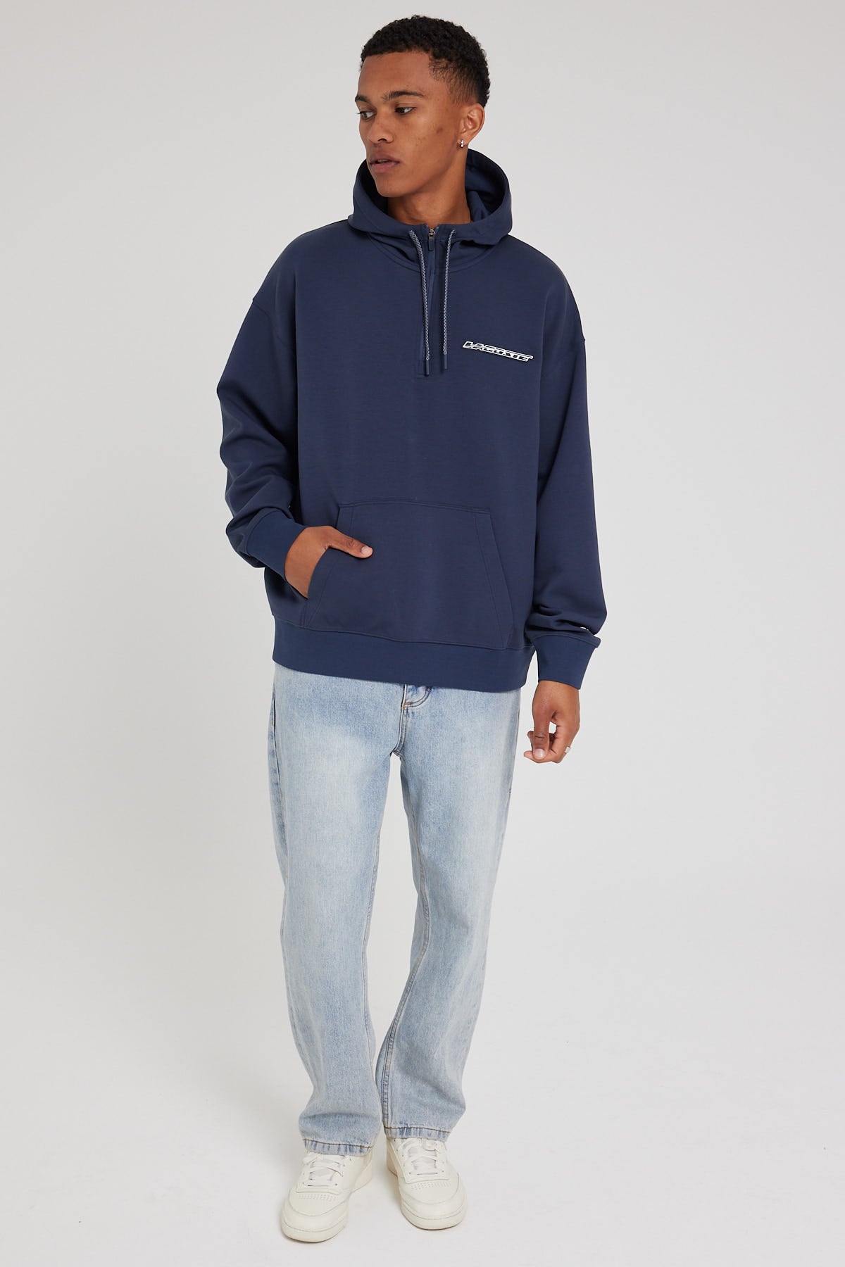 Lacoste Active Logo Back Hoodie Blue Nights