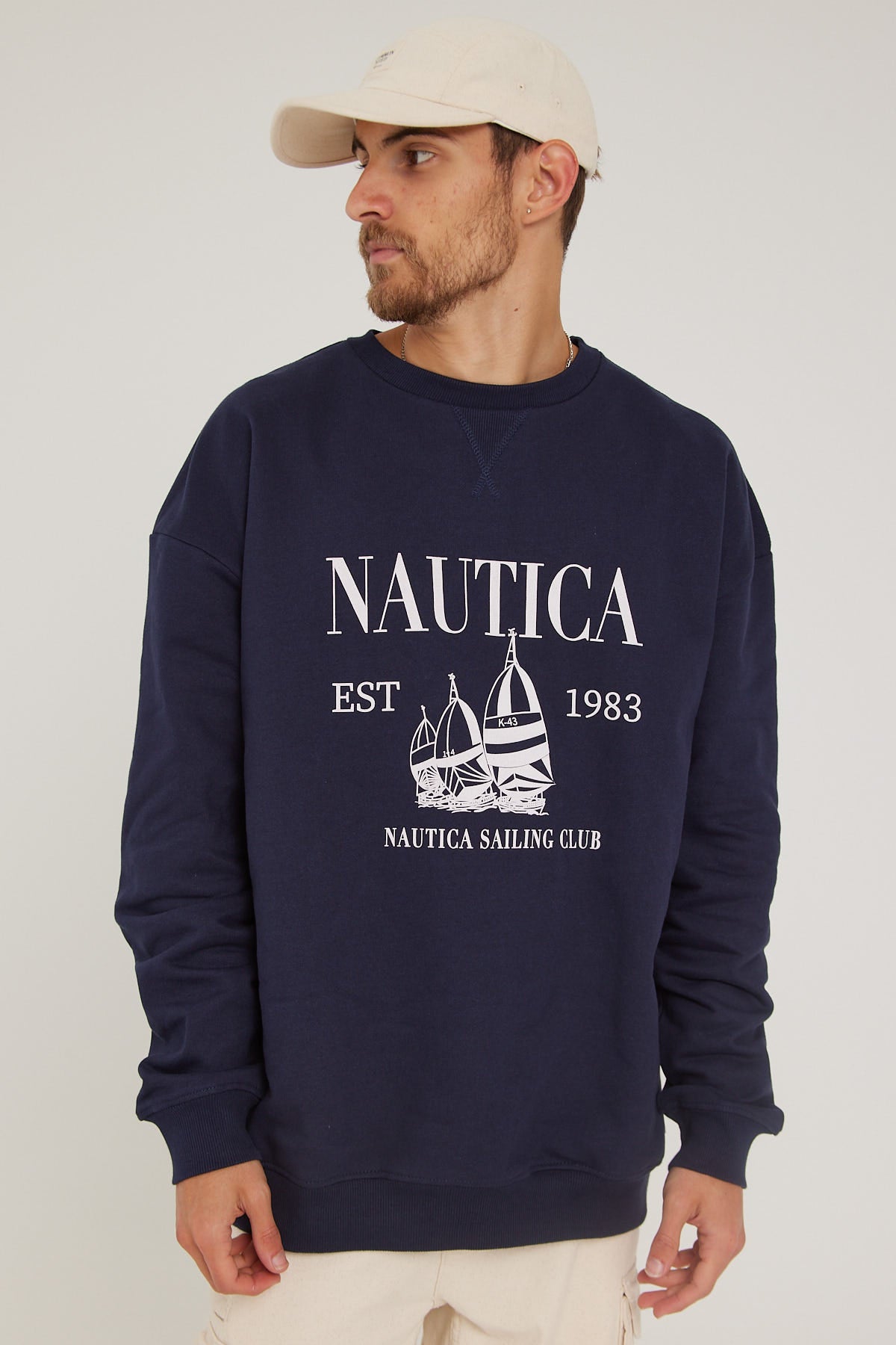 Nautica Baxter Oversized Sweatshirt Dark Navy