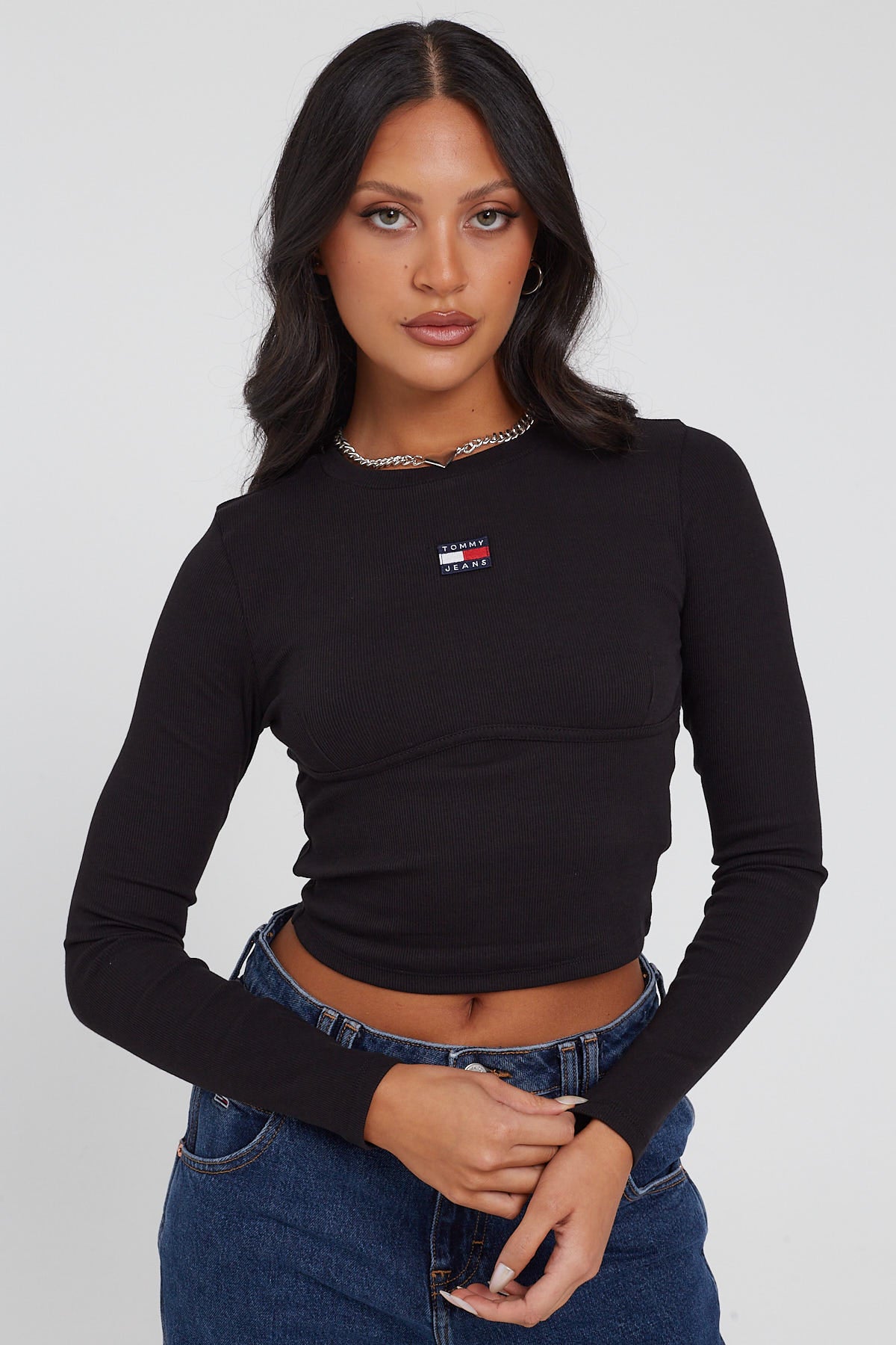 Tommy Jeans BABY XS BADGE LONG SLEEVE BLACK