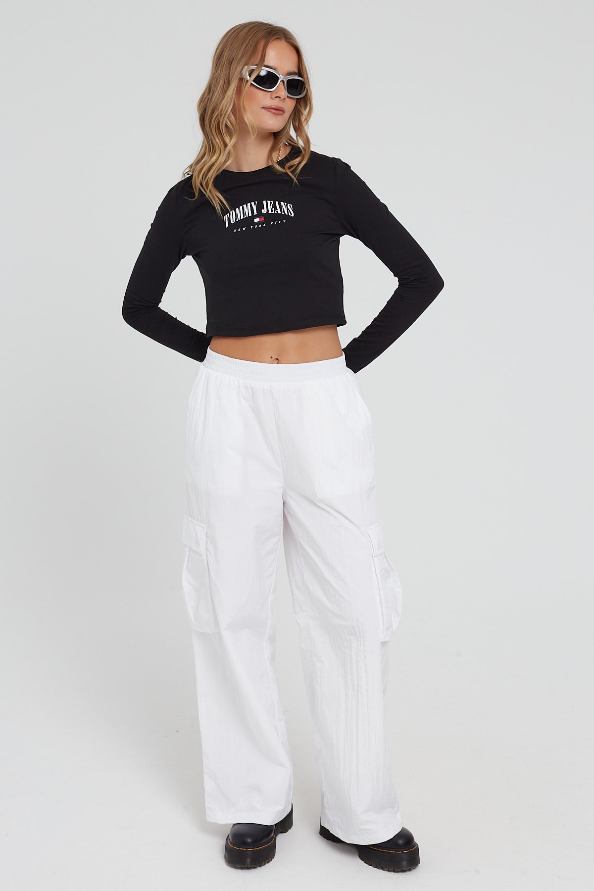 Tommy Jeans CLAIRE HI RISE WIDE TRACKPANT WHITE