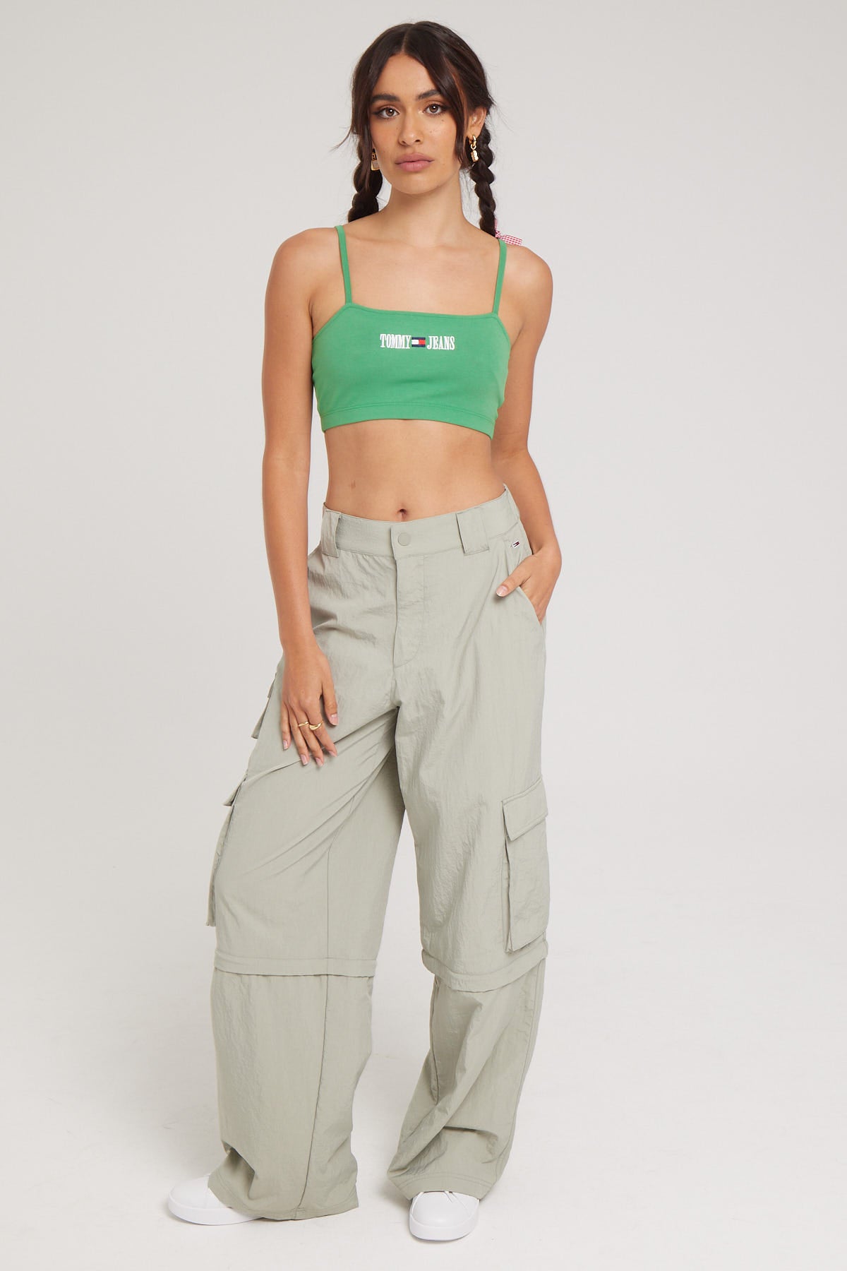 Tommy Jeans ULTRA CROP ARCHIVE STRAP TOP COASTAL GREEN