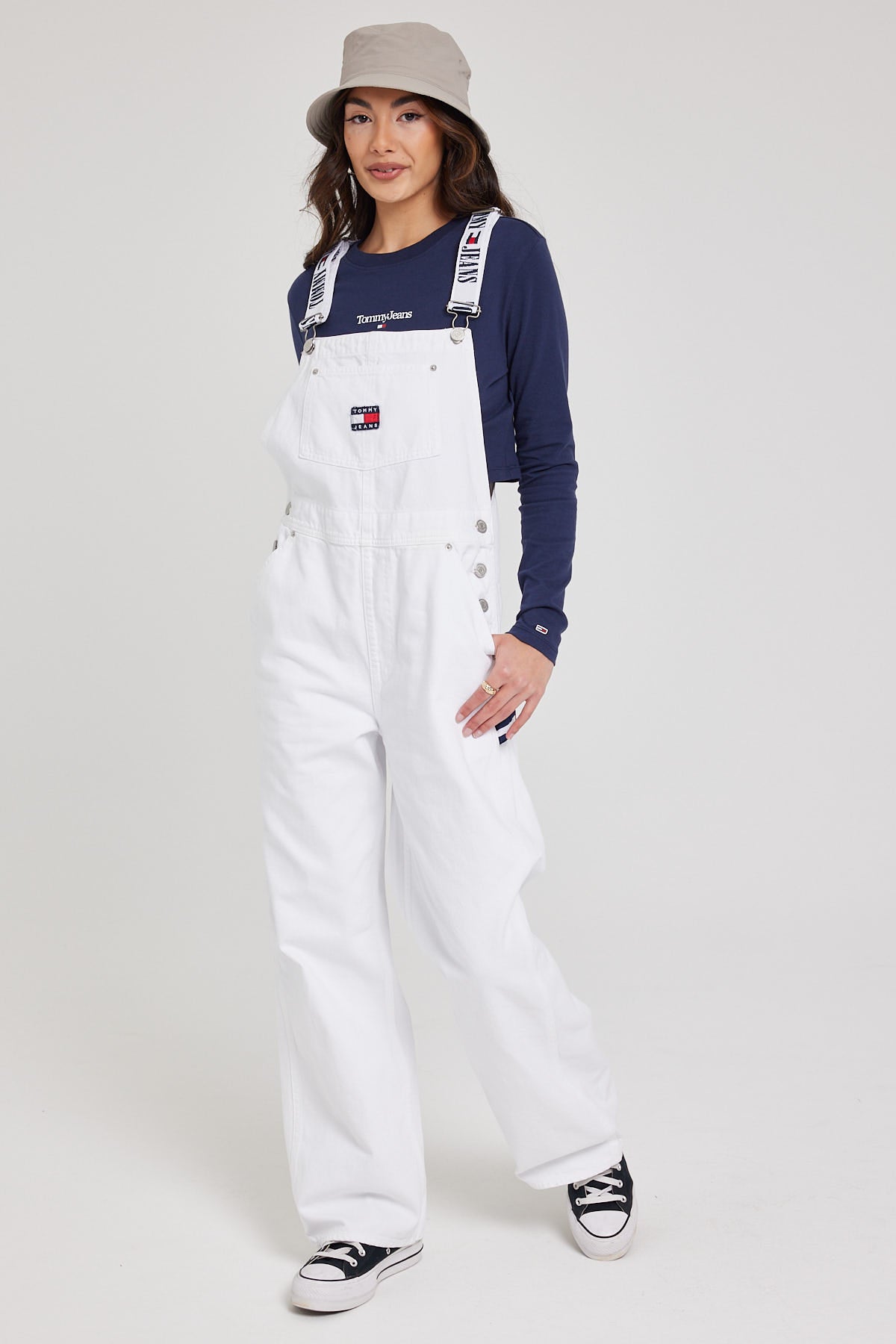 Tommy Jeans DENIM DUNGAREE White