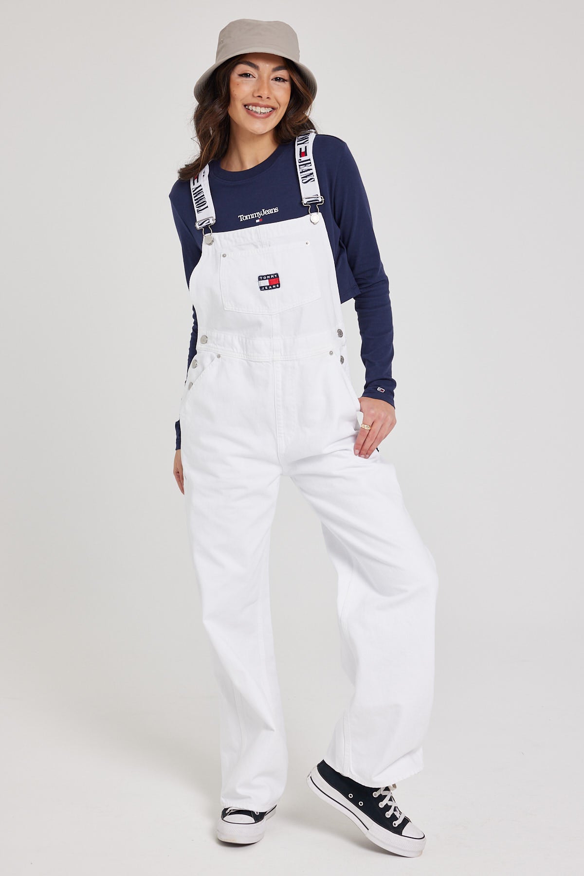 Tommy Jeans DENIM DUNGAREE White