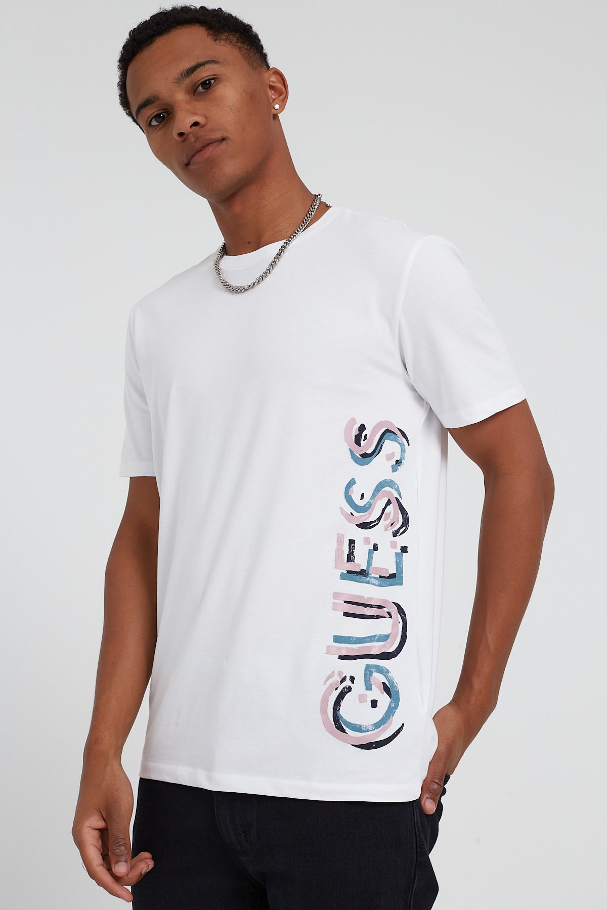 Guess Originals C Guess  Vertical Tee Pure White