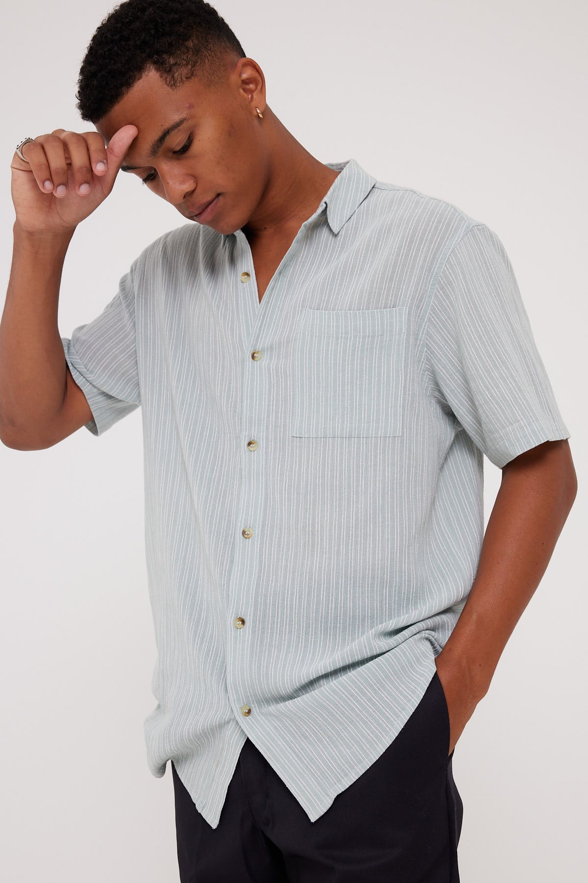 Rolla's Bon Stripe Crepe Shirt Slate – Universal Store