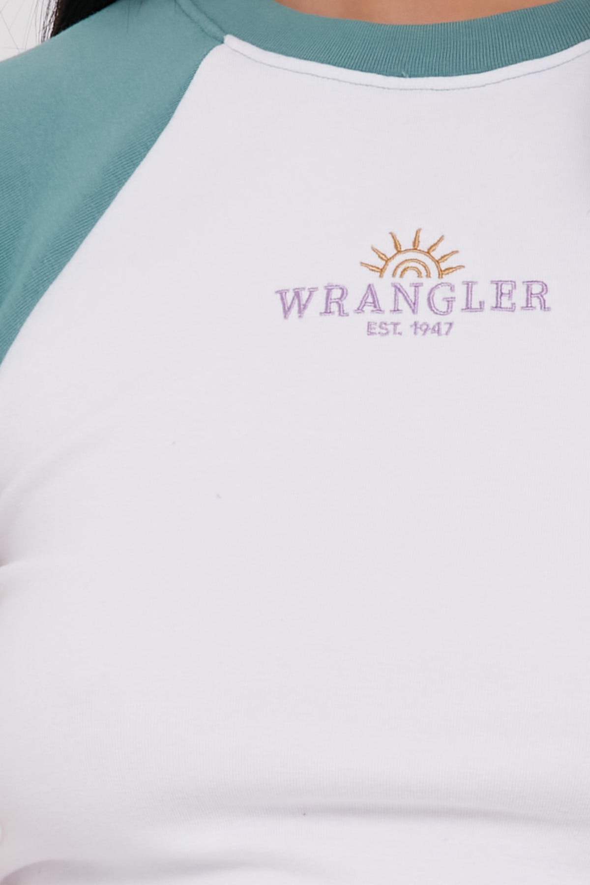 Wrangler BABY RAGLAN TEE WHITE/TEAL