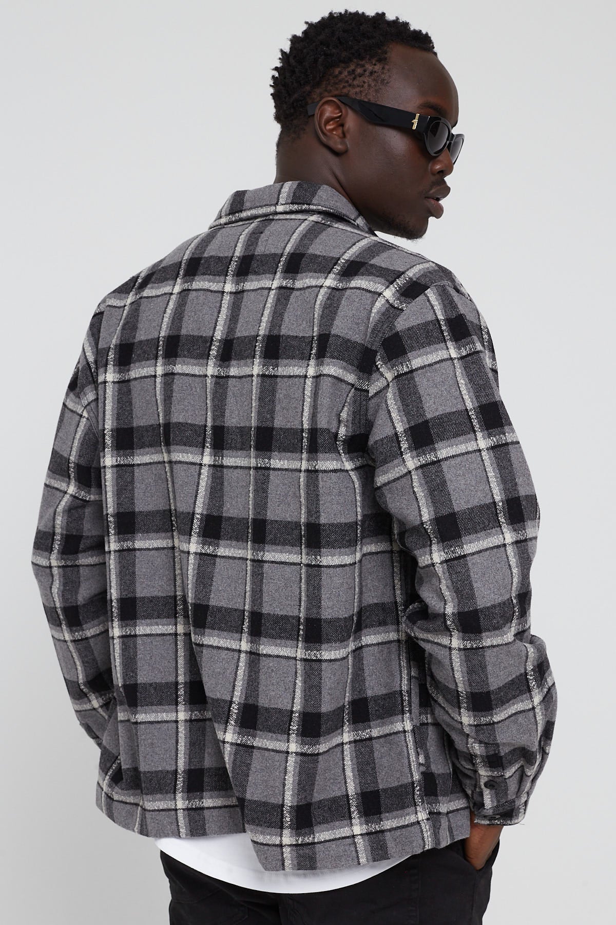 Kiss Chacey Ruskin Relaxed Overshirt Charcoal Check
