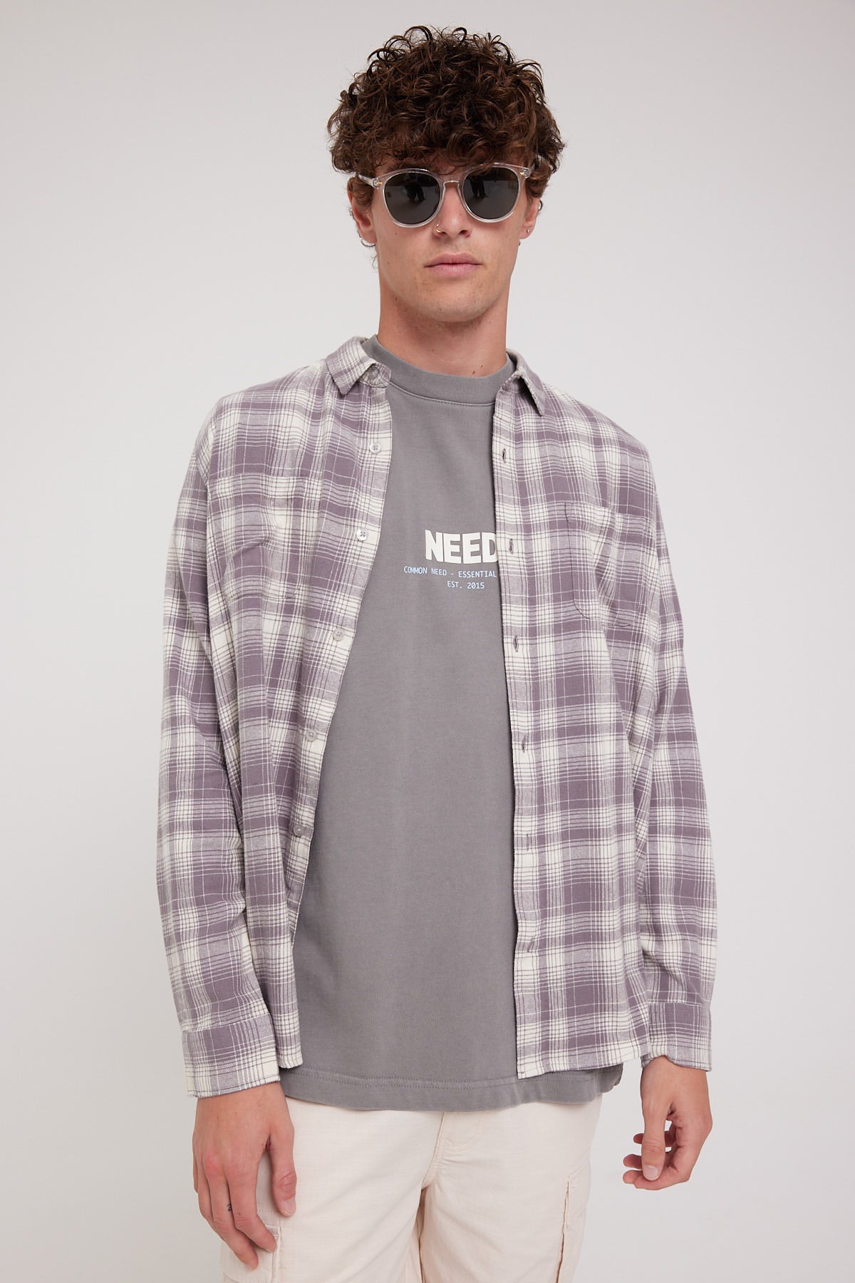 Silent Theory Leon Checked LS Shirt Grey