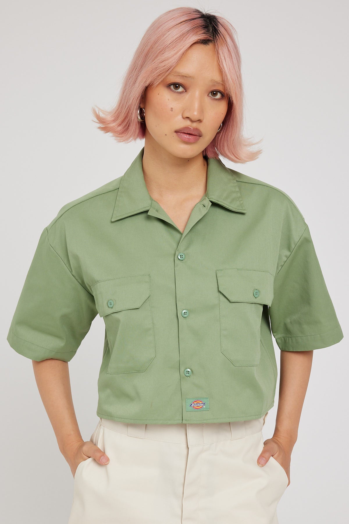 Dickies 1574 Cropped Short Sleeve Work Shirt Jade