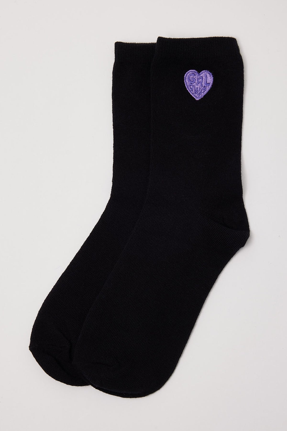 Token Girl Power Embroidered Sock Black