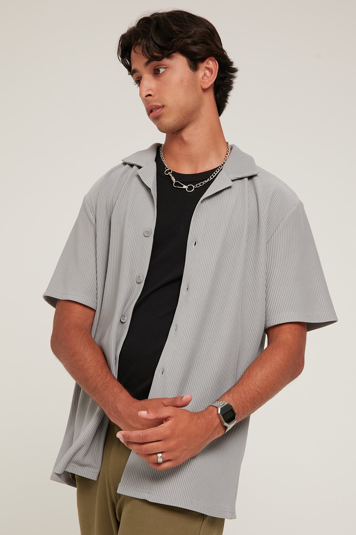 Common Need Miguel Pleated Shirt Grey