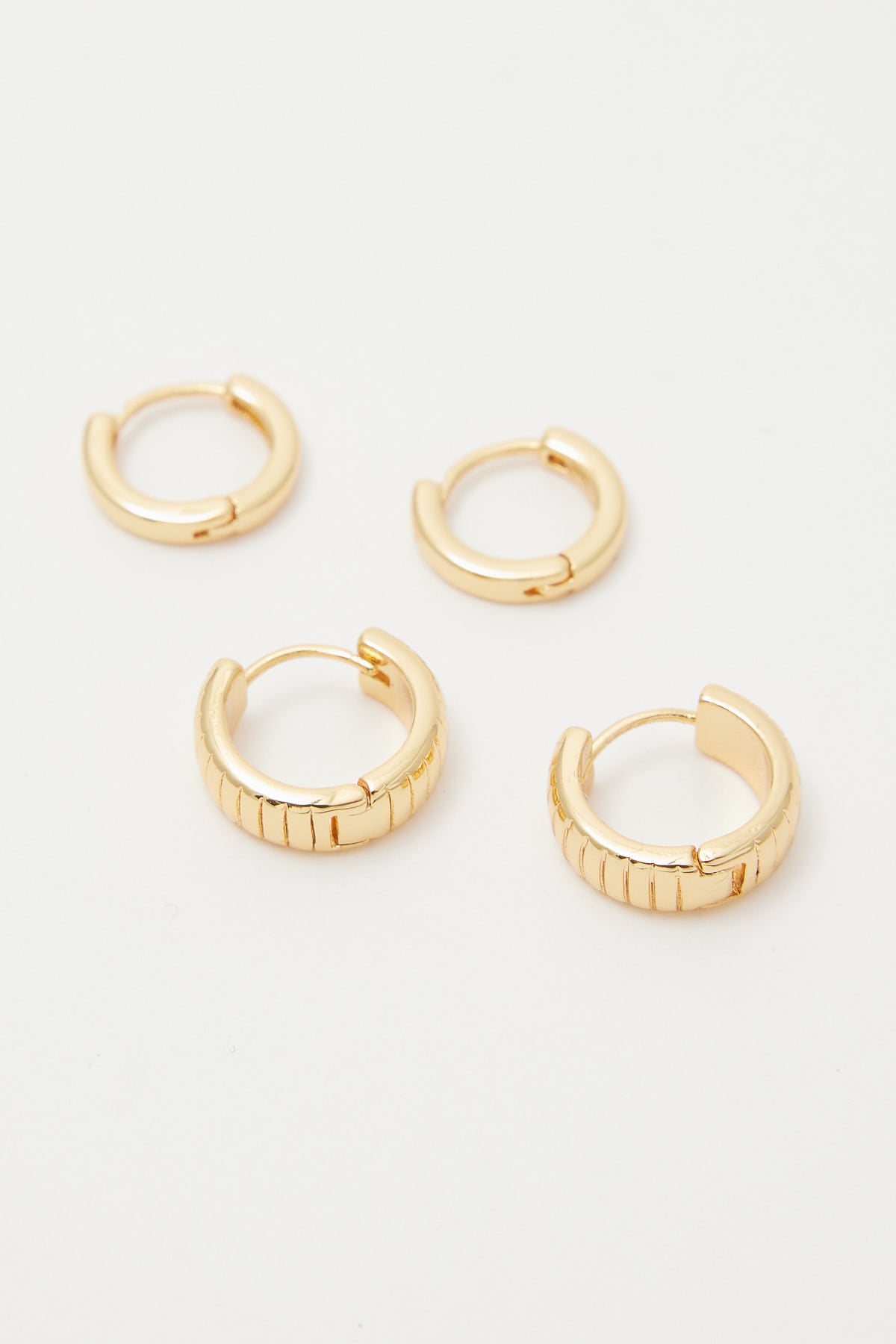Perfect Stranger Classy Plated Huggie Earring Pack - 18K Gold Plated Gold