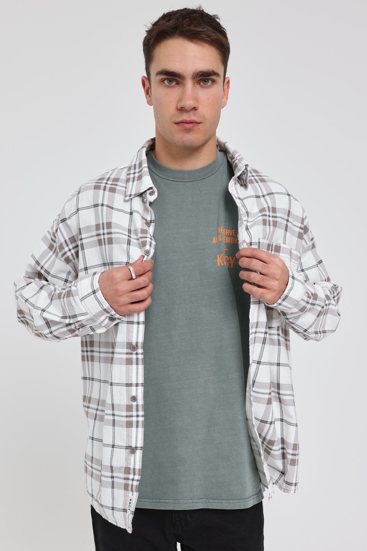 Kiss Chacey Seville Overshirt Taupe Check