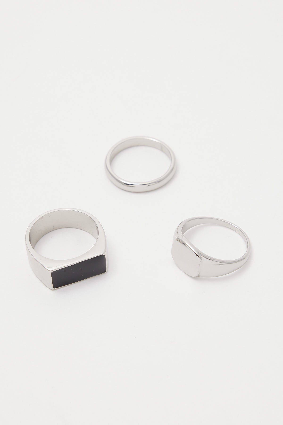 Common Need Stainless Steel Signet Ring 3 Pack Silver