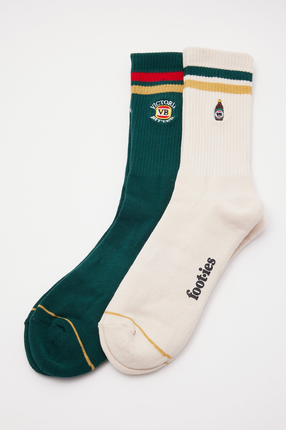 Footies VB Retro Sneaker Sock 2 Pack Cream/Green