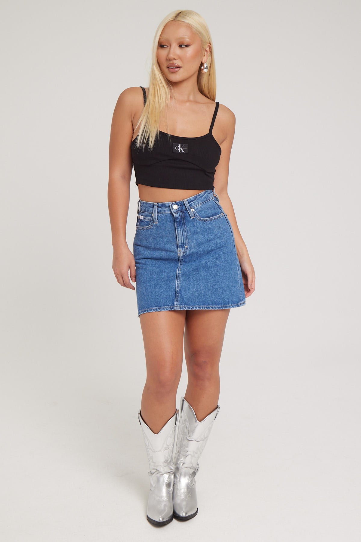 Calvin Klein Aline Mini Skirt Denim Medium