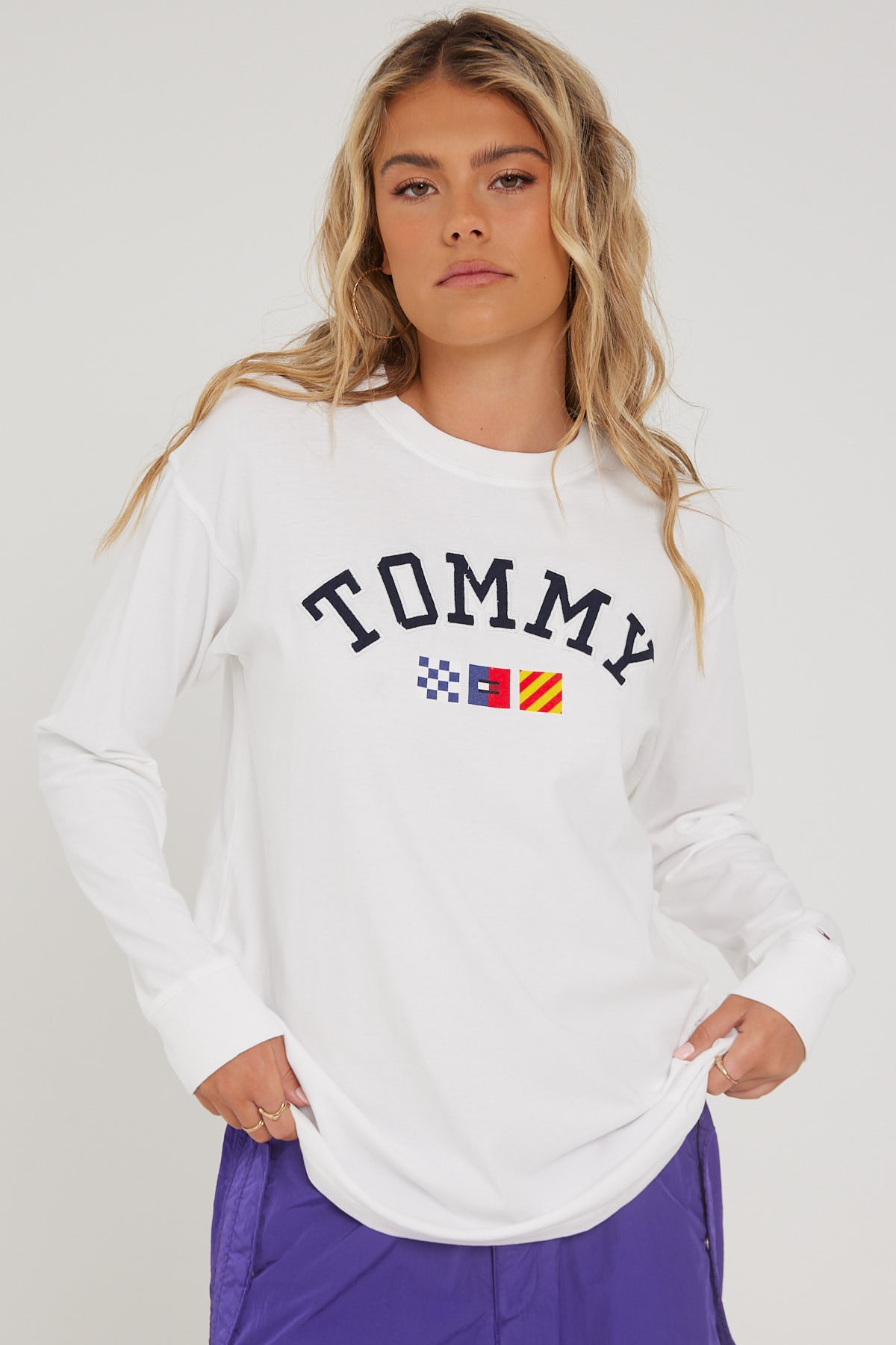 Tommy Jeans TJW OVR Archive 2 Long Sleeve Shirt White