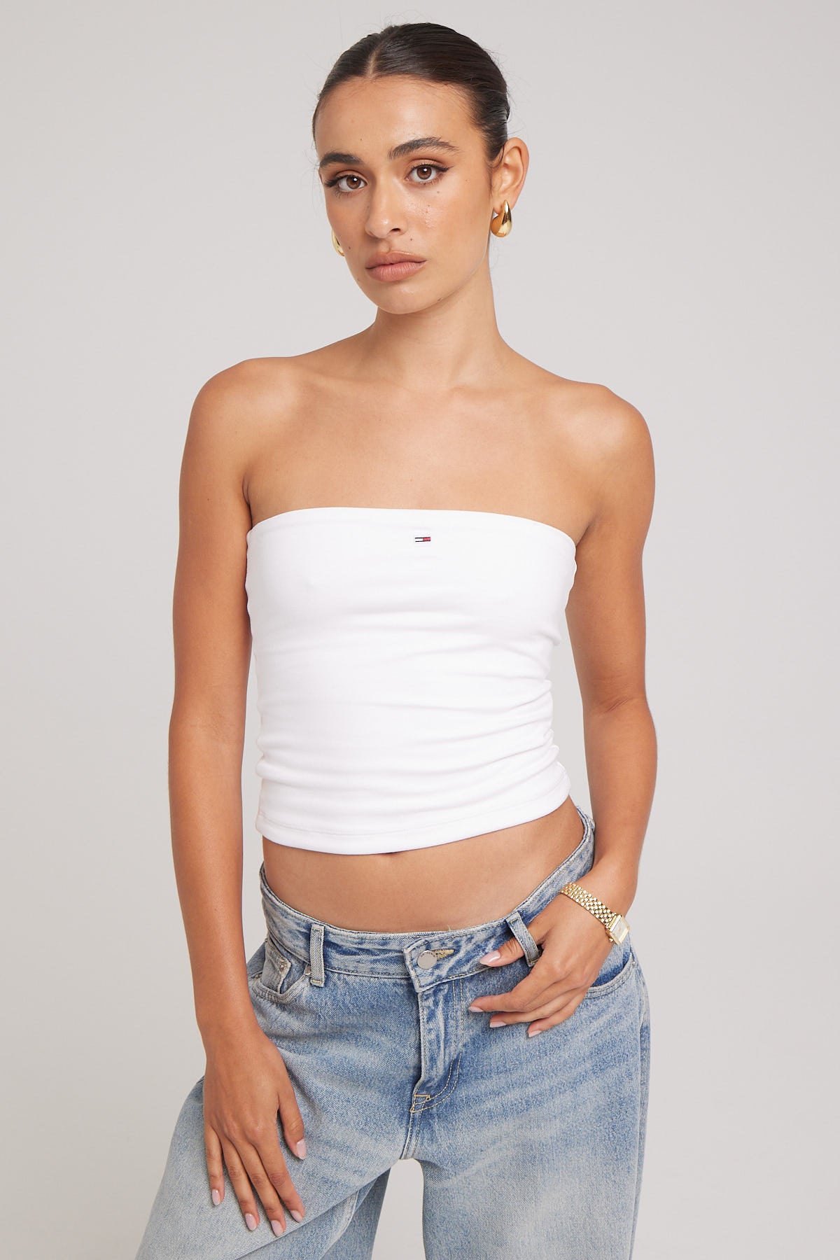 Tommy Jeans TJW Baby Essential Tube Top White