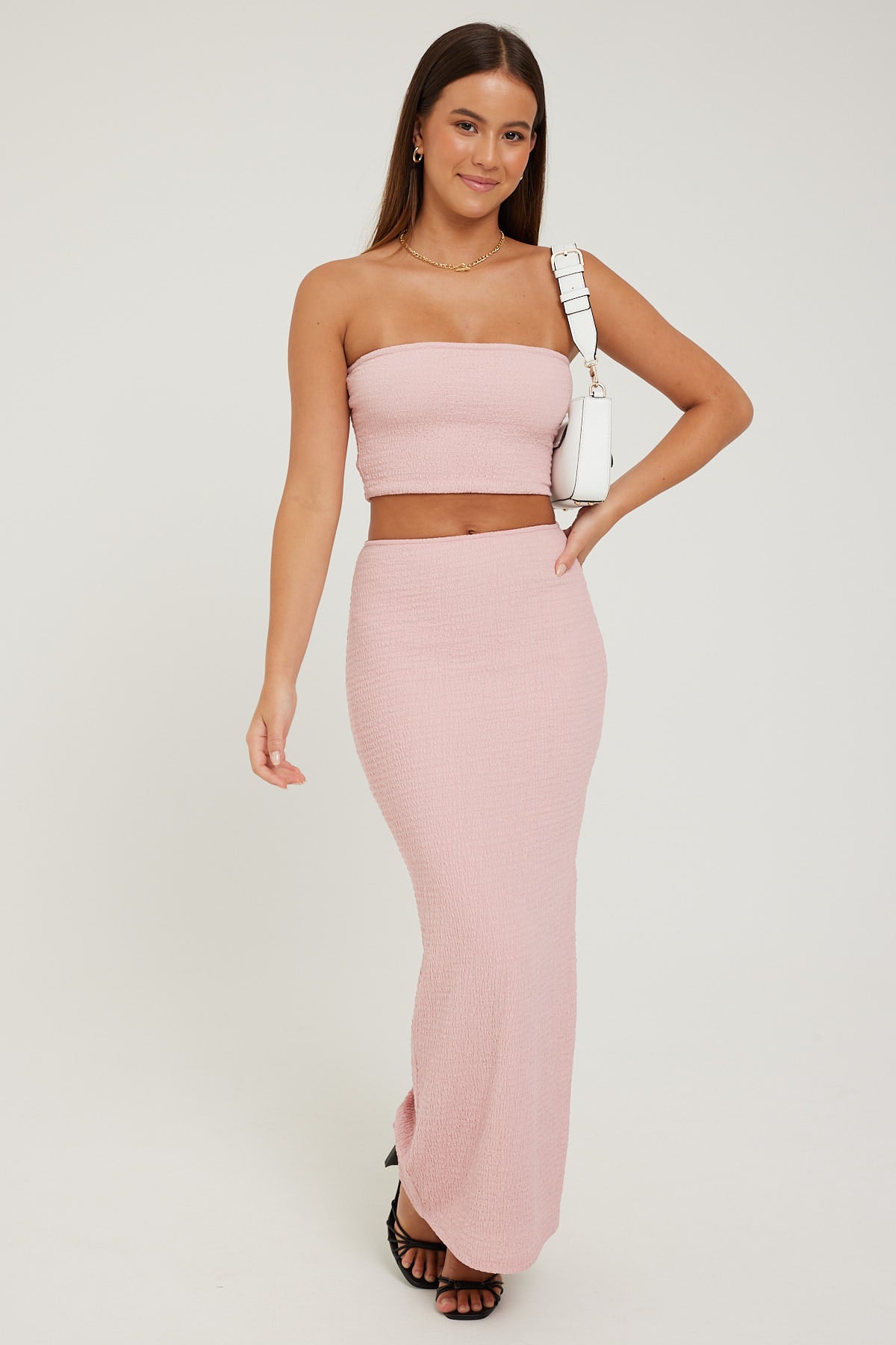 Perfect Stranger Textured Tube Top Pink