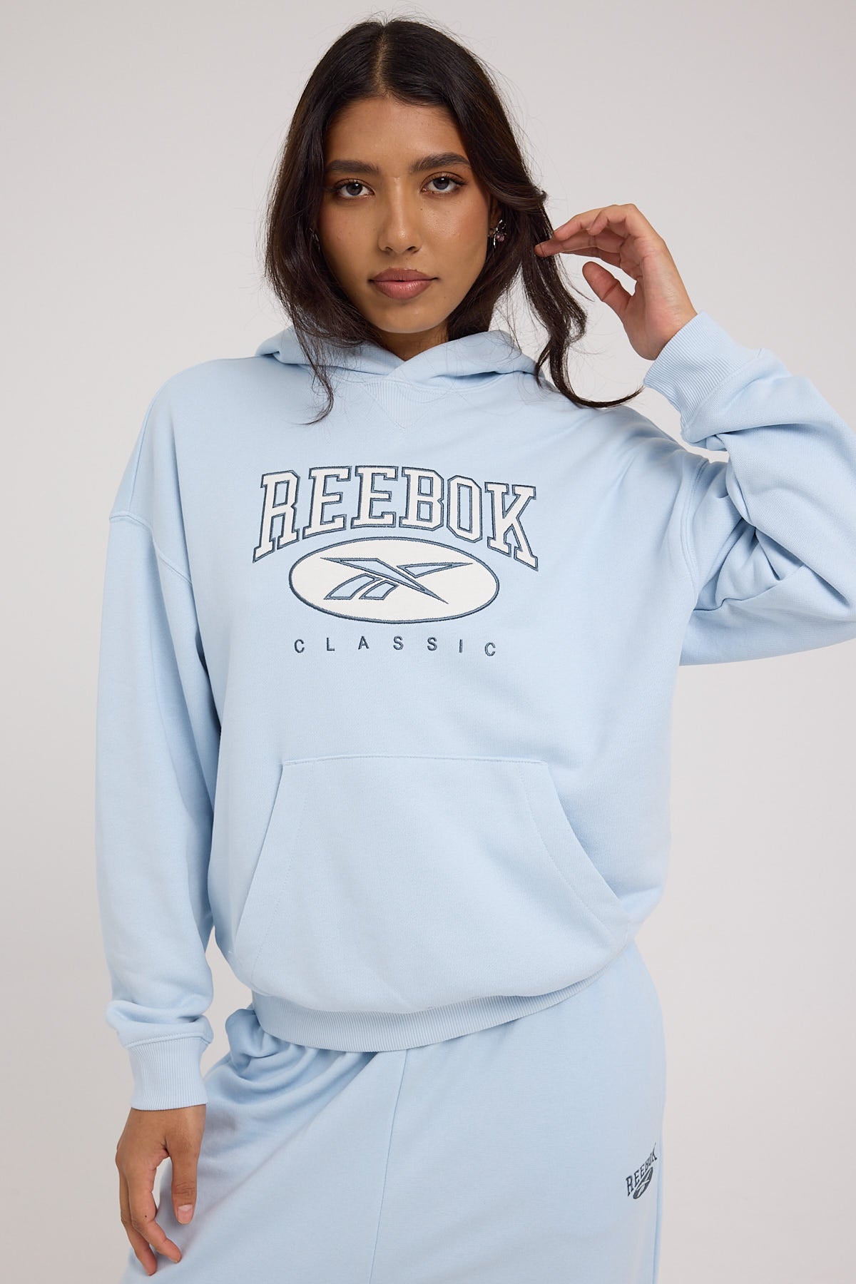 Reebok CL AE Big Logo FT Hoodie Feel Good Blue F23-R