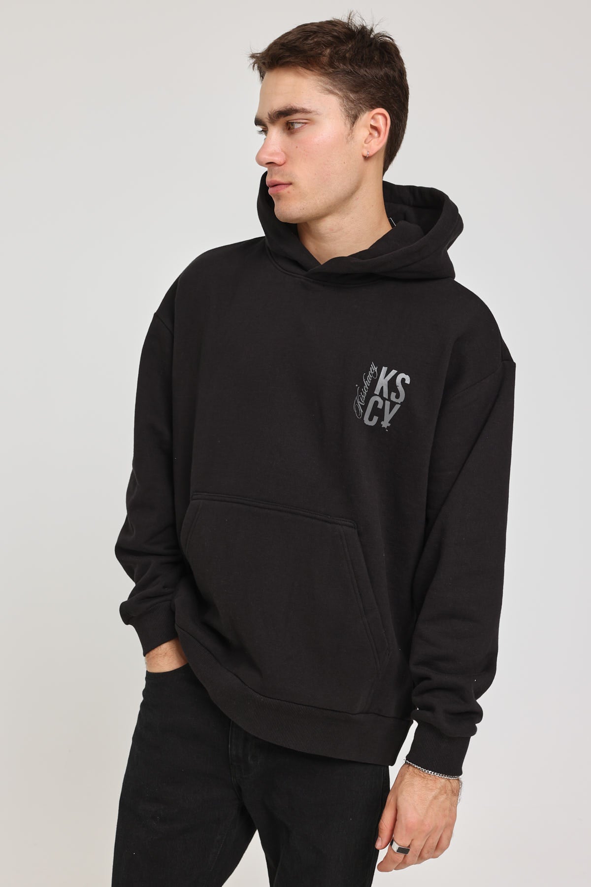 Kiss Chacey Lost Division Relaxed Hooded Sweater Jet Black