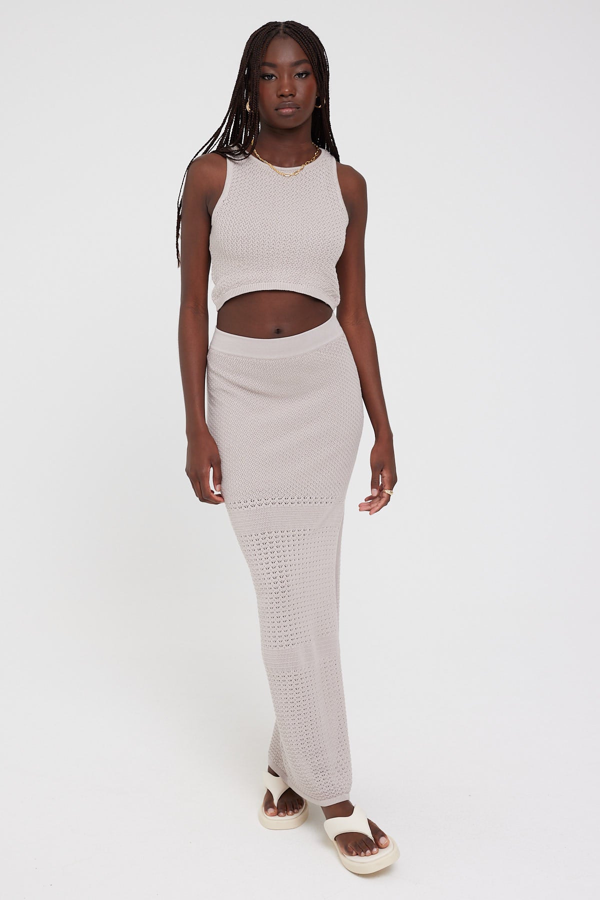 Perfect Stranger Soleil Knit Maxi Skirt Grey