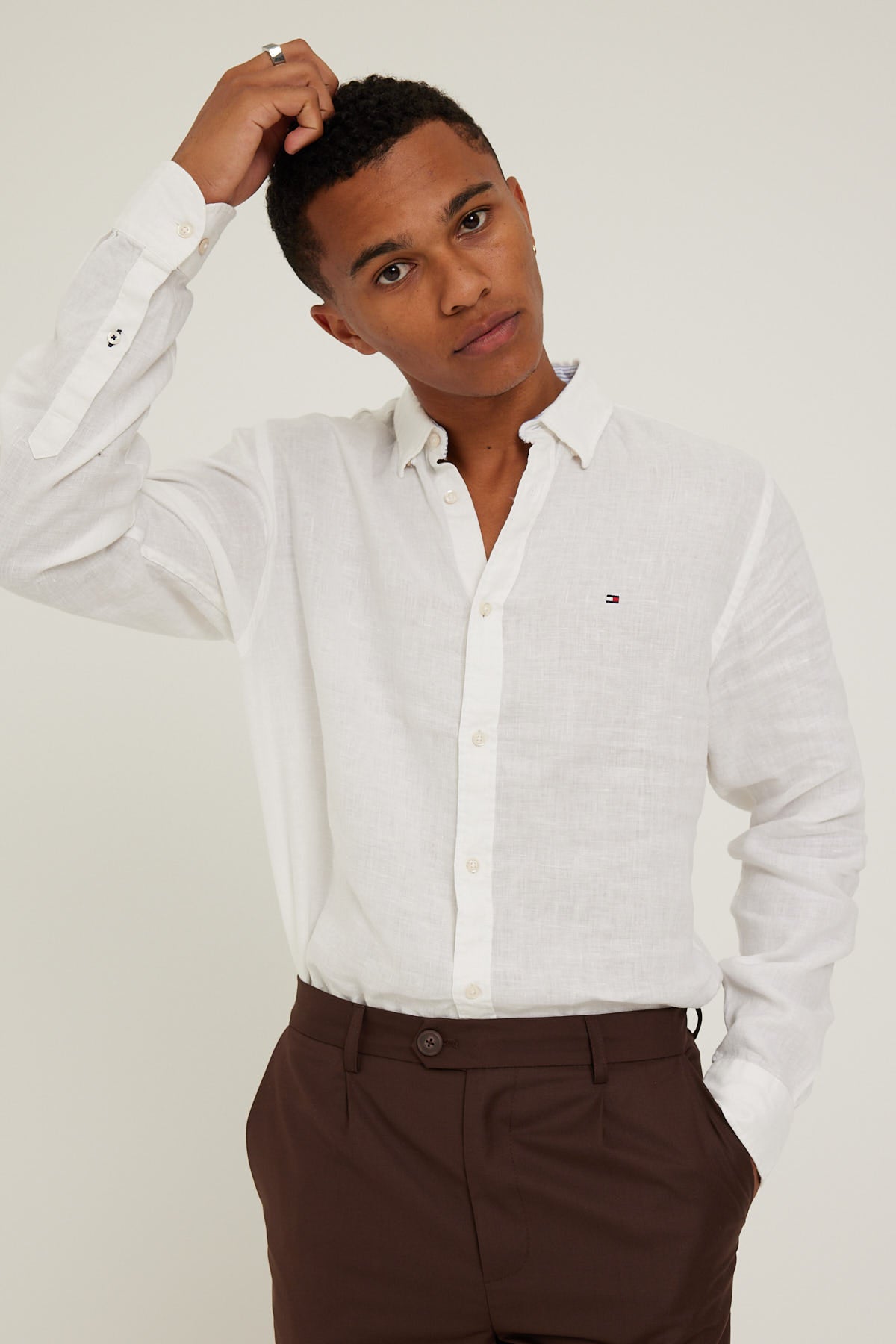 Tommy Jeans Solid Linen Shirt White