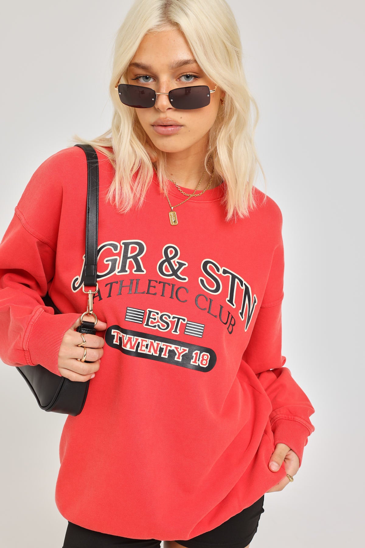Jgr & Stn Clubhouse Oversized Sweat Washed Red