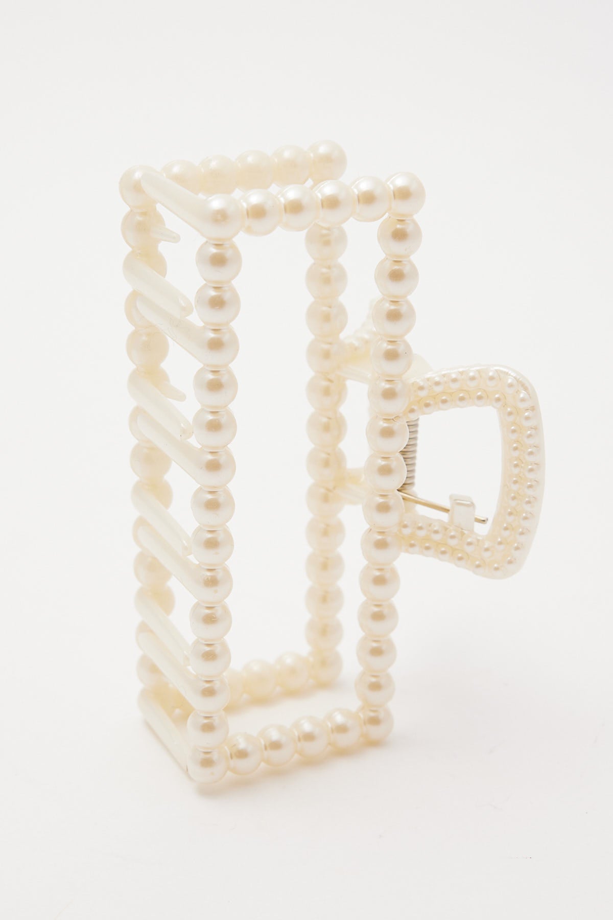 Token Pearl Rectangle Hair Claw White