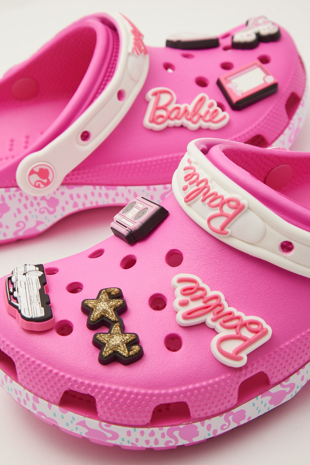 Crocs x Barbie Crush Clog Black & Pink w/ 7 Jibbitz Size 10W/8M (NEW WITH  TAG)