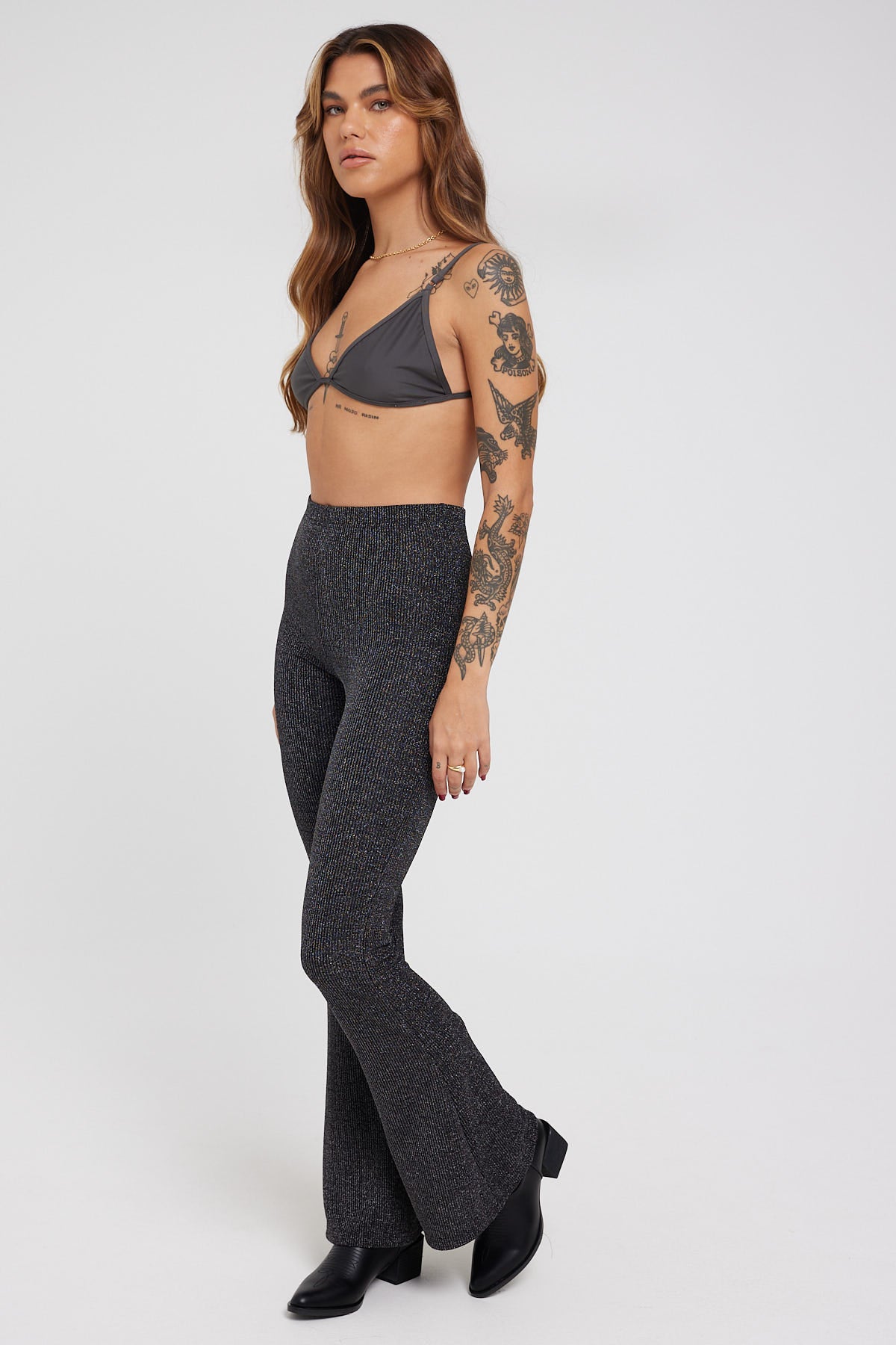 Luck & Trouble Glitter Up Knit Pant Black