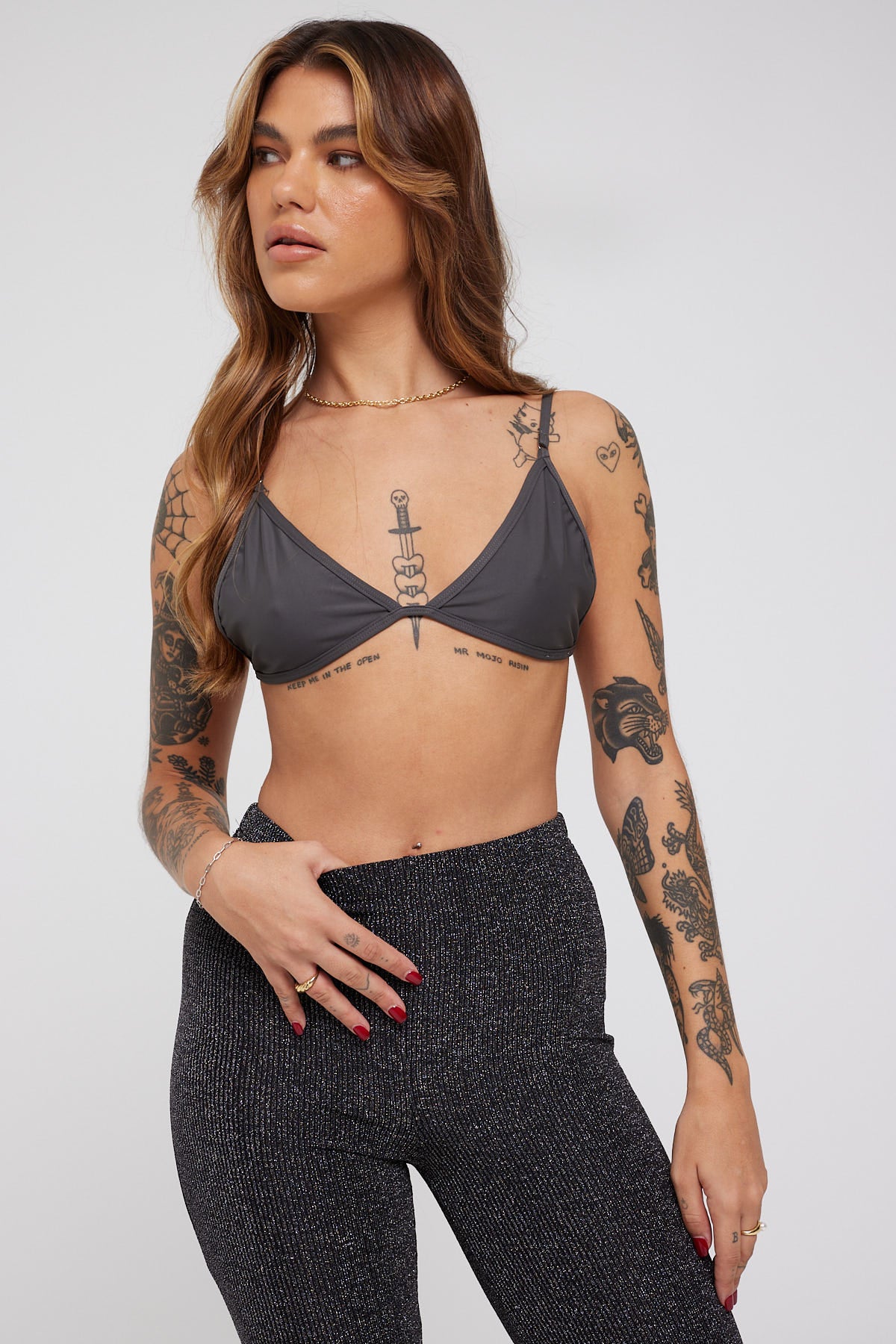 Luck & Trouble Shelly Triangle Bralette Charcoal