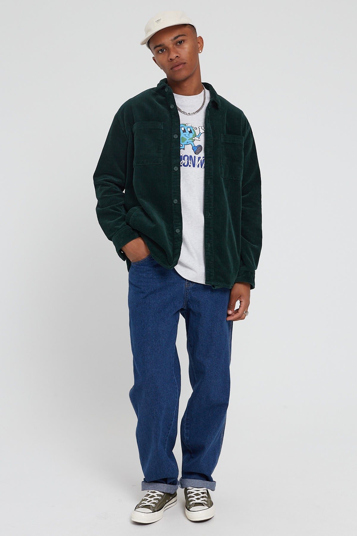 Common Need Chelsea Cord Overshirt Dark Forest Green