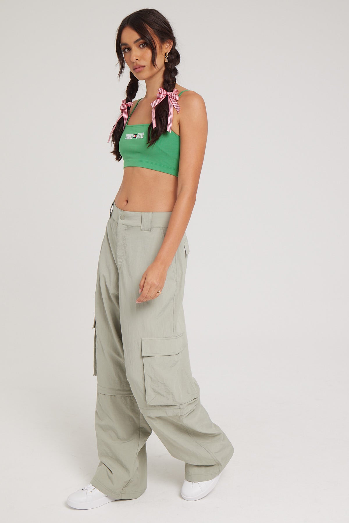 Tommy Jeans TJW Claire Nylon ZipOff Cargo Pant Faded Willow