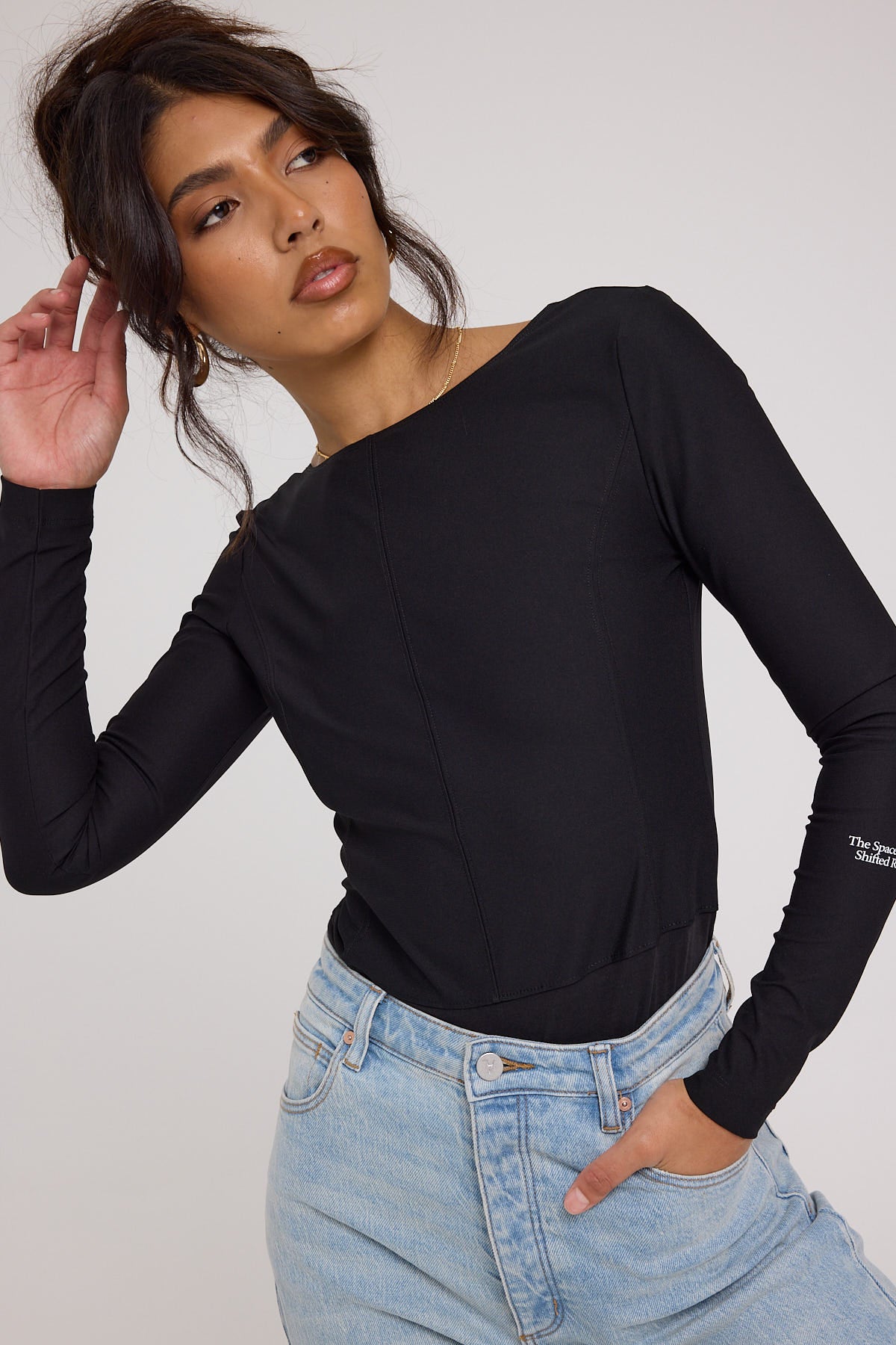Calvin Klein Back Buckle Long Sleeve Bodysuit CK Black – Universal Store