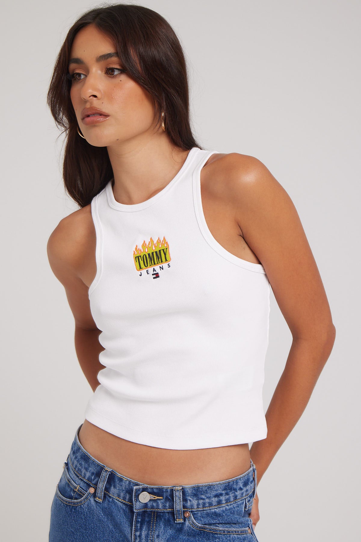 Tommy Jeans Vintage Flame Tank White